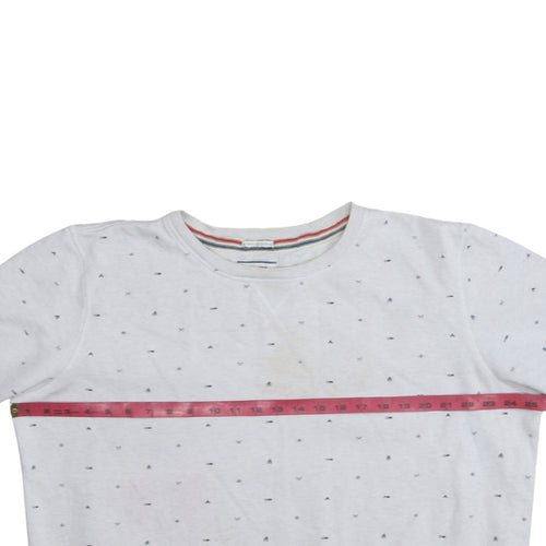 Hilfiger Denim Mens White XL Pullover Sweatshirt Classic Crew Neck