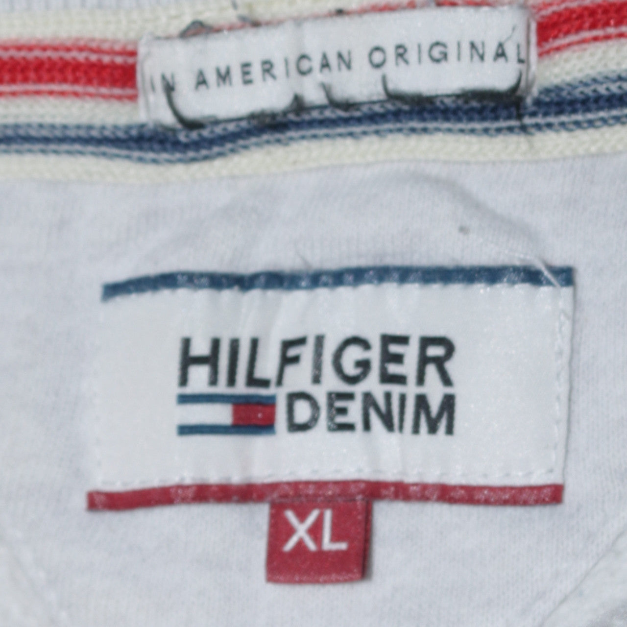 Hilfiger Denim Mens White XL Pullover Sweatshirt Classic Crew Neck