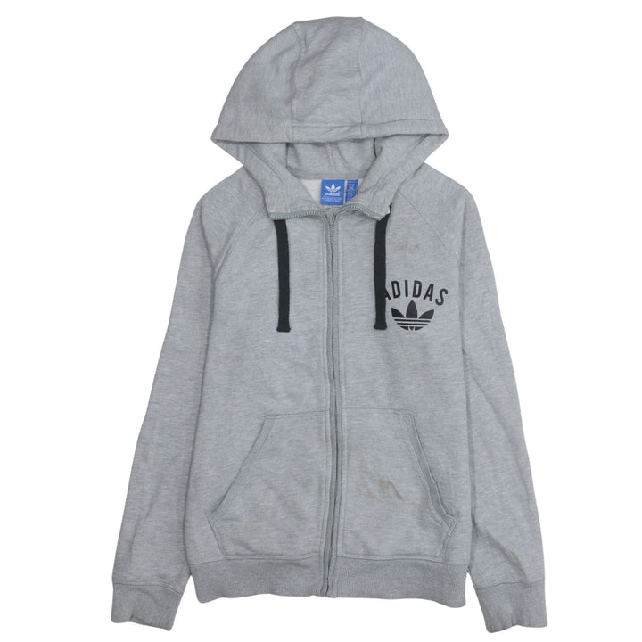 Adidas Women Grey Full Zip Hoodie Medium Classic Cotton Blend