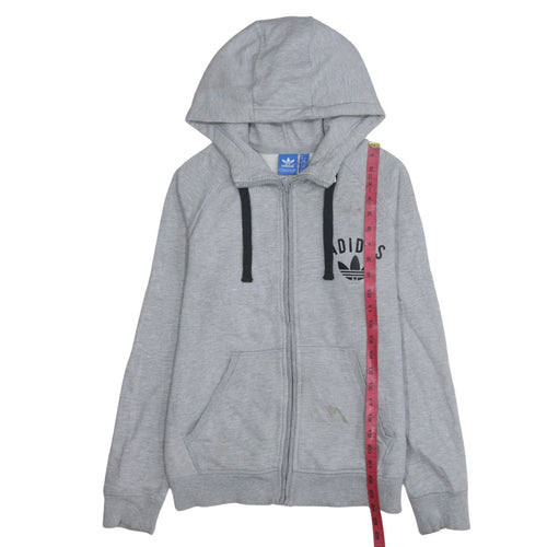 Adidas Women Grey Full Zip Hoodie Medium Classic Cotton Blend