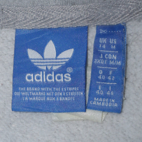 Adidas Women Grey Full Zip Hoodie Medium Classic Cotton Blend