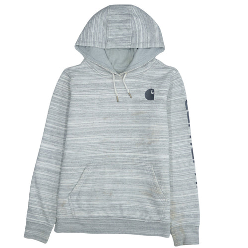 Carhartt Women's Grey Striped Pullover Hoodie Size M (12)