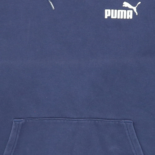 Puma Men's Blue Pullover Hoodie Size M Regular Fit Logo Sportswear