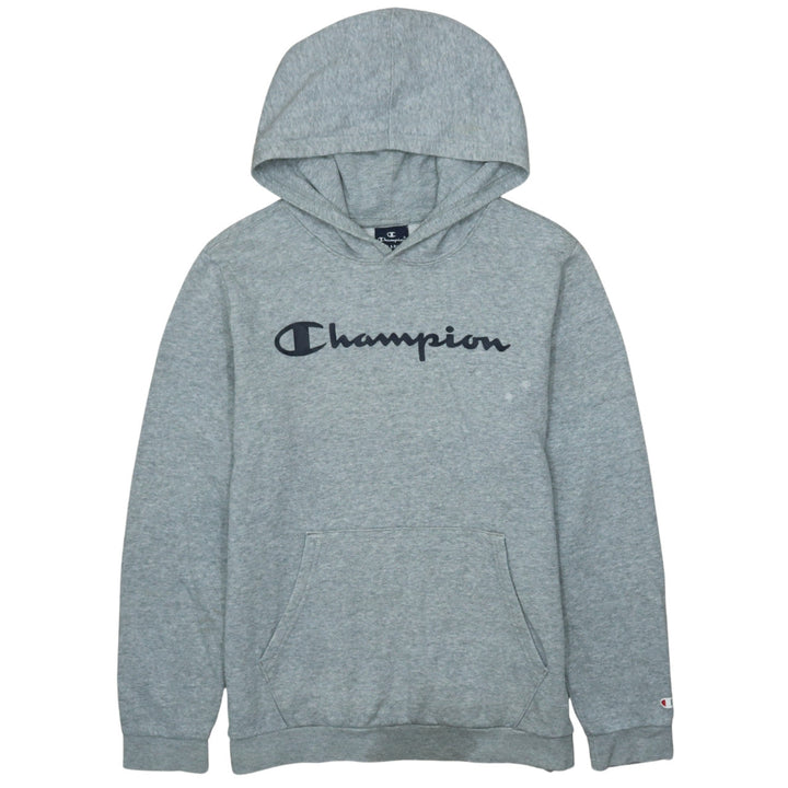 Champion Boys Grey Pullover Hoodie XL 13-14 Years Logo Print Cotton Blend