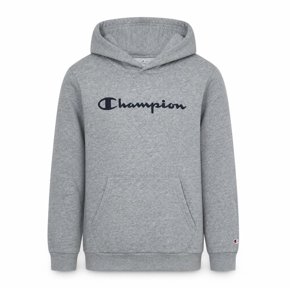 Champion Boys Grey Pullover Hoodie XL 13-14 Years Logo Print Cotton Blend