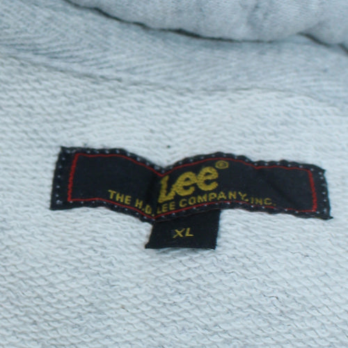 Lee Men's Grey XL Pullover Hoodie with Logo Print