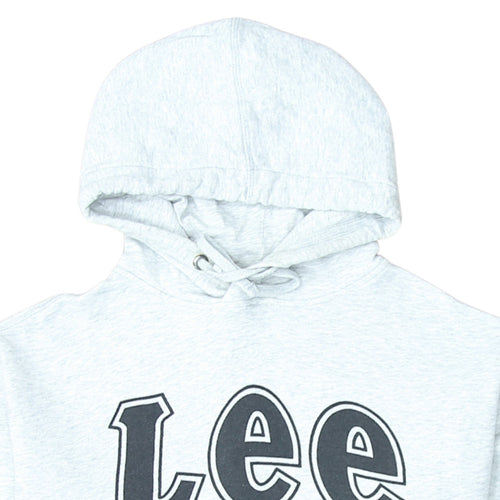 Lee Men's Grey XL Pullover Hoodie with Logo Print