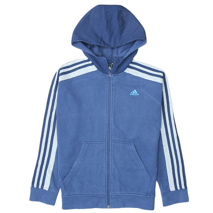 Adidas Boys Blue Full Zip Hoodie Size 13 Years Logo Sportswear