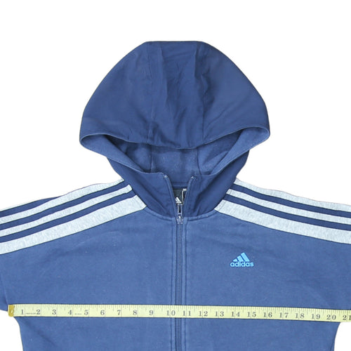 Adidas Boys Blue Full Zip Hoodie Size 13 Years Logo Sportswear