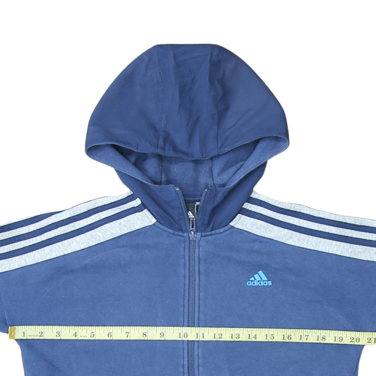 Adidas Boys Blue Full Zip Hoodie Size 13 Years Logo Sportswear