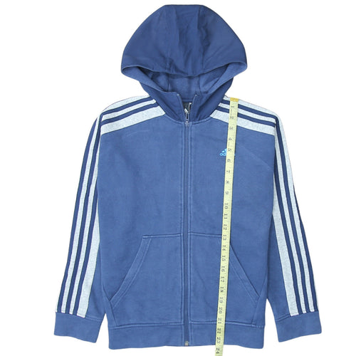 Adidas Boys Blue Full Zip Hoodie Size 13 Years Logo Sportswear