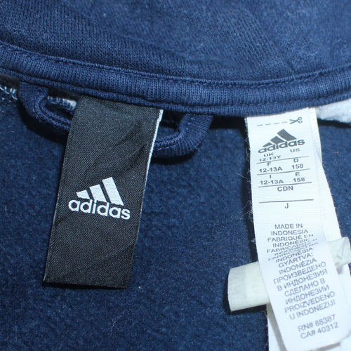 Adidas Boys Blue Full Zip Hoodie Size 13 Years Logo Sportswear
