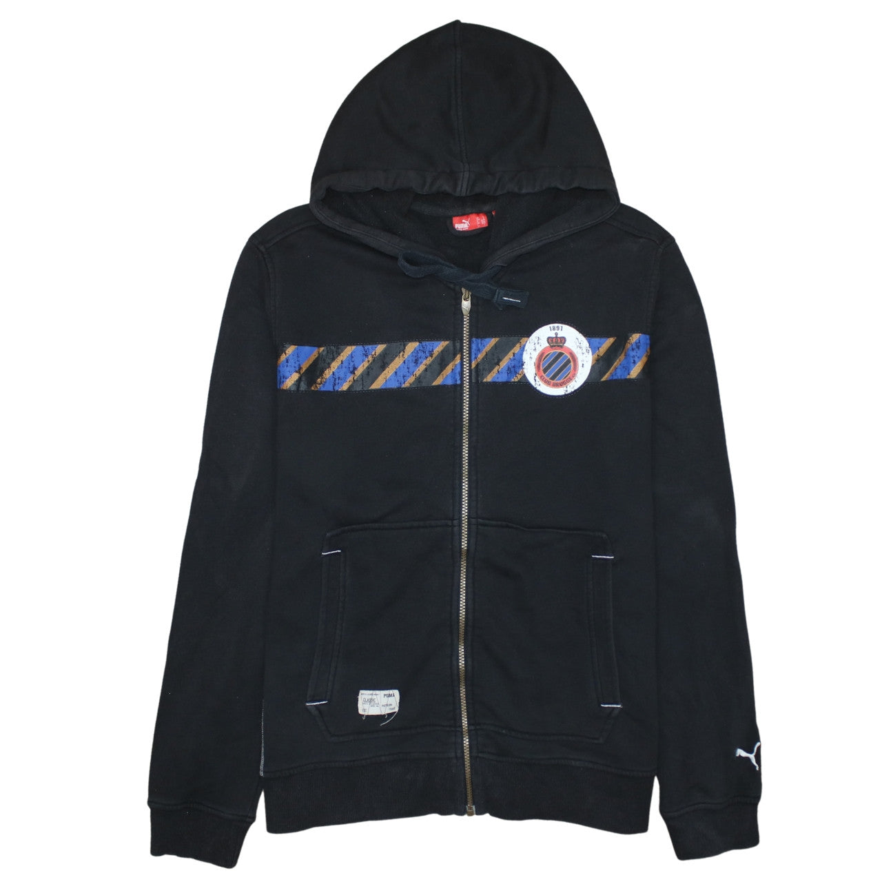 Puma Mens Black Full Zip Hoodie L Football Graphic Print Sportswear