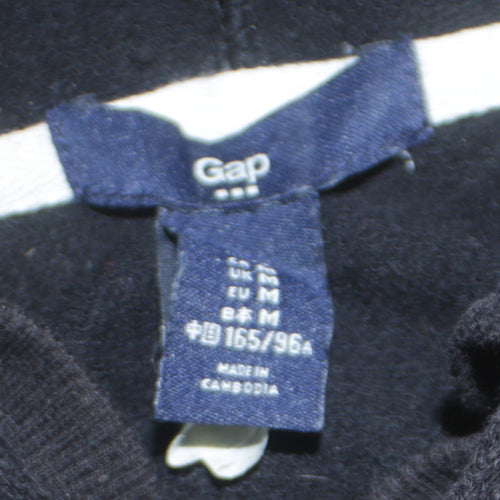 GAP Women Black Full Zip Hoodie Medium Cotton Blend Logo Casual