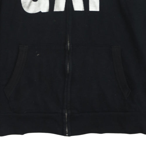 GAP Women Black Full Zip Hoodie Medium Cotton Blend Logo Casual