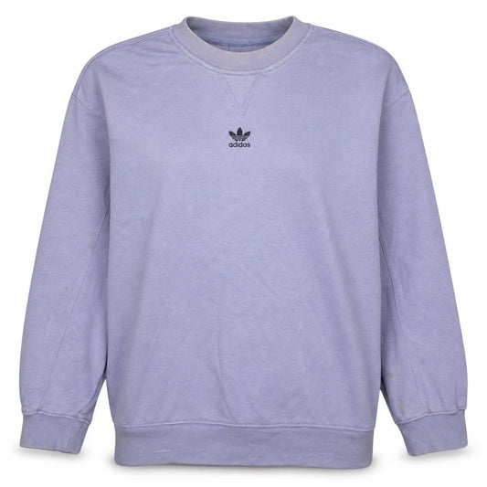 Front view of Adidas women’s lilac crew neck pullover sweatshirt, size UK 12