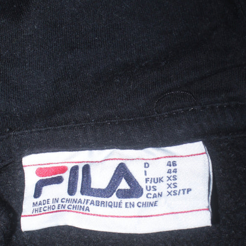 Fila Womens XS Black Grey White Pullover Hoodie Cotton Blend