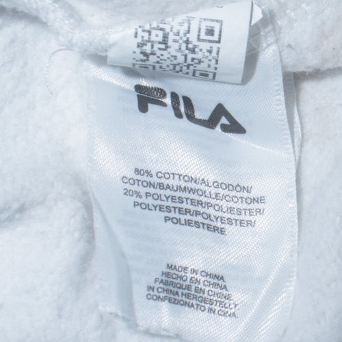 Fila Womens XS Black Grey White Pullover Hoodie Cotton Blend