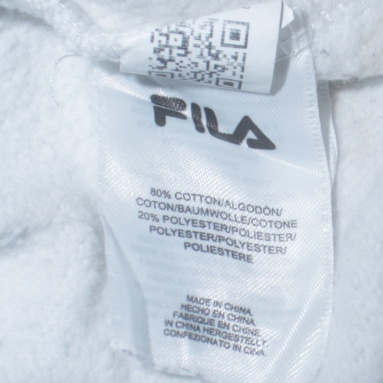 Fila Womens XS Black Grey White Pullover Hoodie Cotton Blend