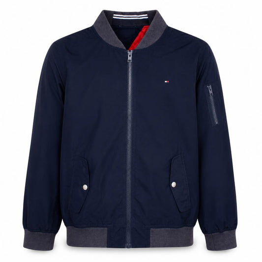 Tommy Hilfiger Boys Blue Bomber Jacket Size 164 Full Zip Lined Casual