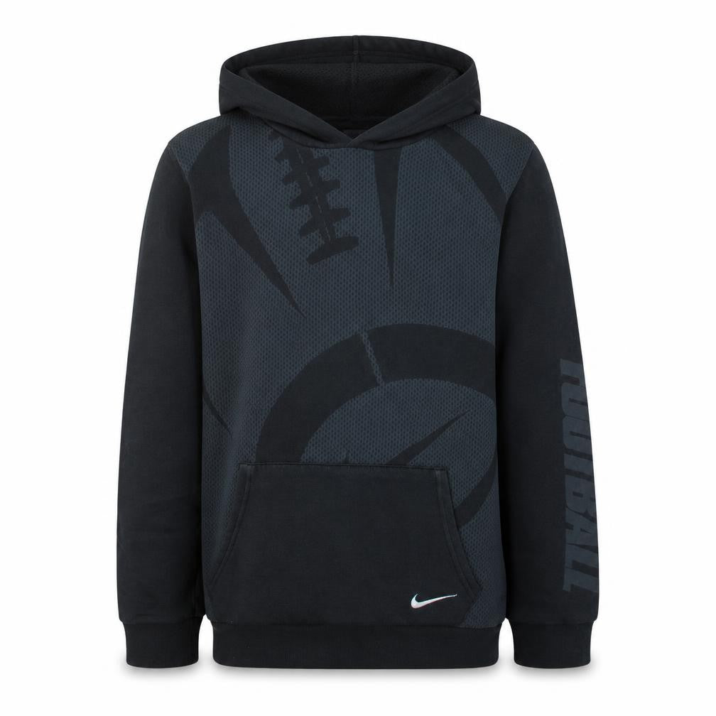Nike Boys Black XL Pullover Hoodie with Football Graphic Design