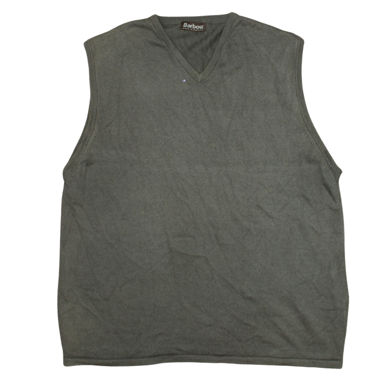 Barbour Men's Green Cotton V-Neck Sleeveless Vest Jumper L