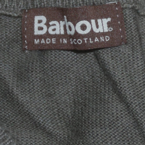 Barbour Men's Green Cotton V-Neck Sleeveless Vest Jumper L
