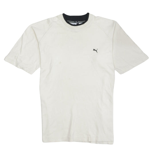 Puma Men's White Crew Neck Short Sleeve Cotton T-Shirt Size L