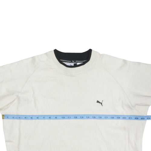 Puma Men's White Crew Neck Short Sleeve Cotton T-Shirt Size L