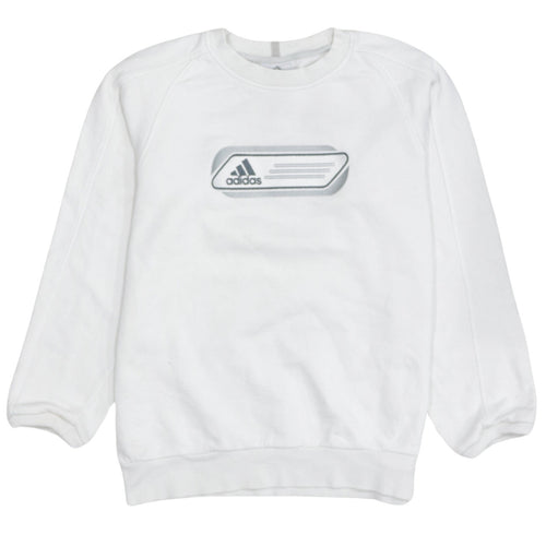 Adidas Boys White Crew Neck Pullover Sweatshirt Size 164 Regular Fit