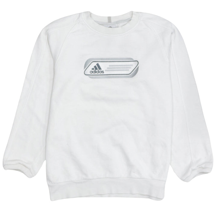 Adidas Boys White Crew Neck Pullover Sweatshirt Size 164 Regular Fit