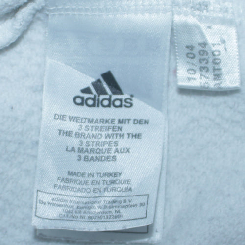 Adidas Boys White Crew Neck Pullover Sweatshirt Size 164 Regular Fit