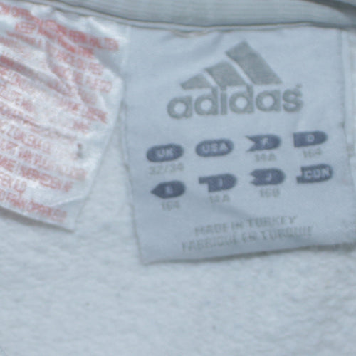Adidas Boys White Crew Neck Pullover Sweatshirt Size 164 Regular Fit