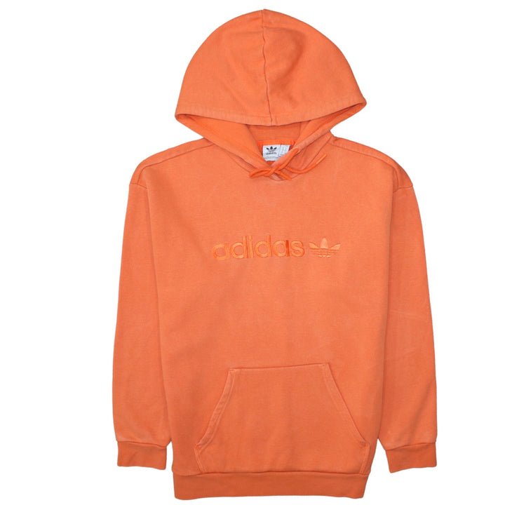 Adidas Womens Orange Hooded Pullover Sweatshirt Size 8 Cotton Logo