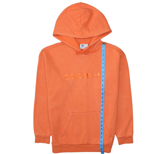 Adidas Womens Orange Hooded Pullover Sweatshirt Size 8 Cotton Logo