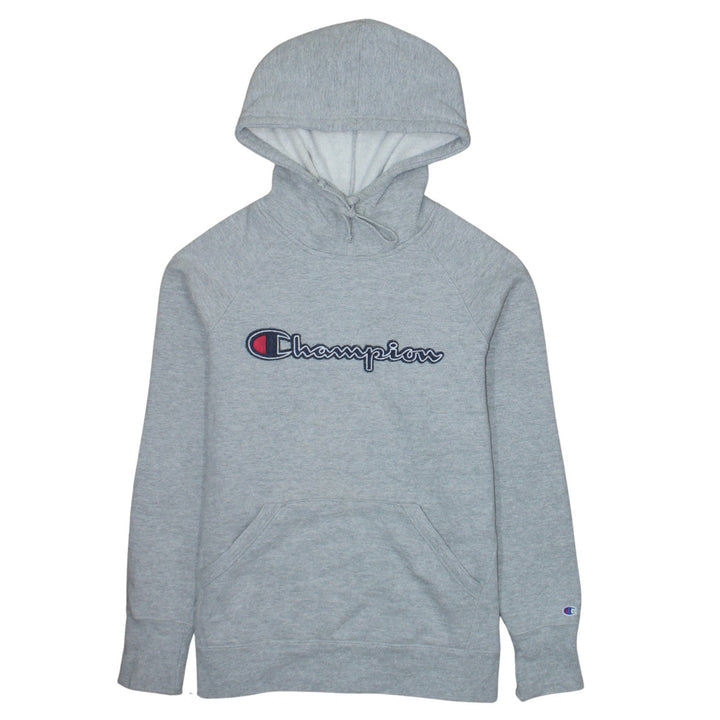 Champion Mens Grey Embroidered Logo Hoodie Medium Pullover Athletic