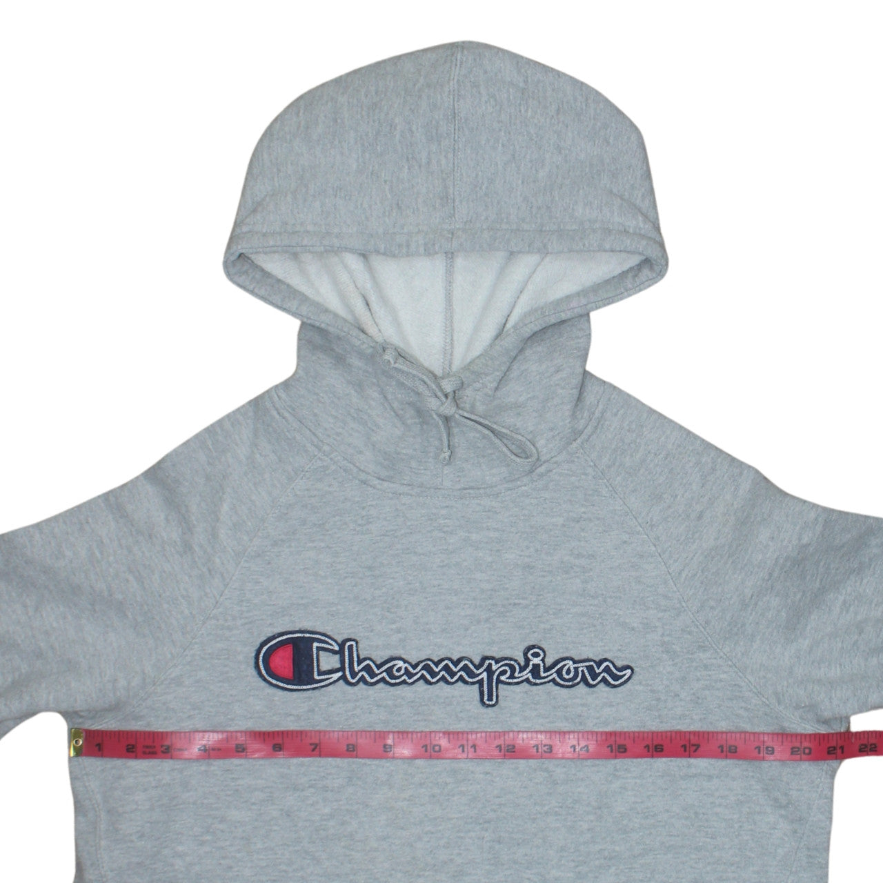 Champion Mens Grey Embroidered Logo Hoodie Medium Pullover Athletic