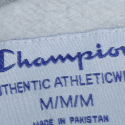 Champion Mens Grey Embroidered Logo Hoodie Medium Pullover Athletic
