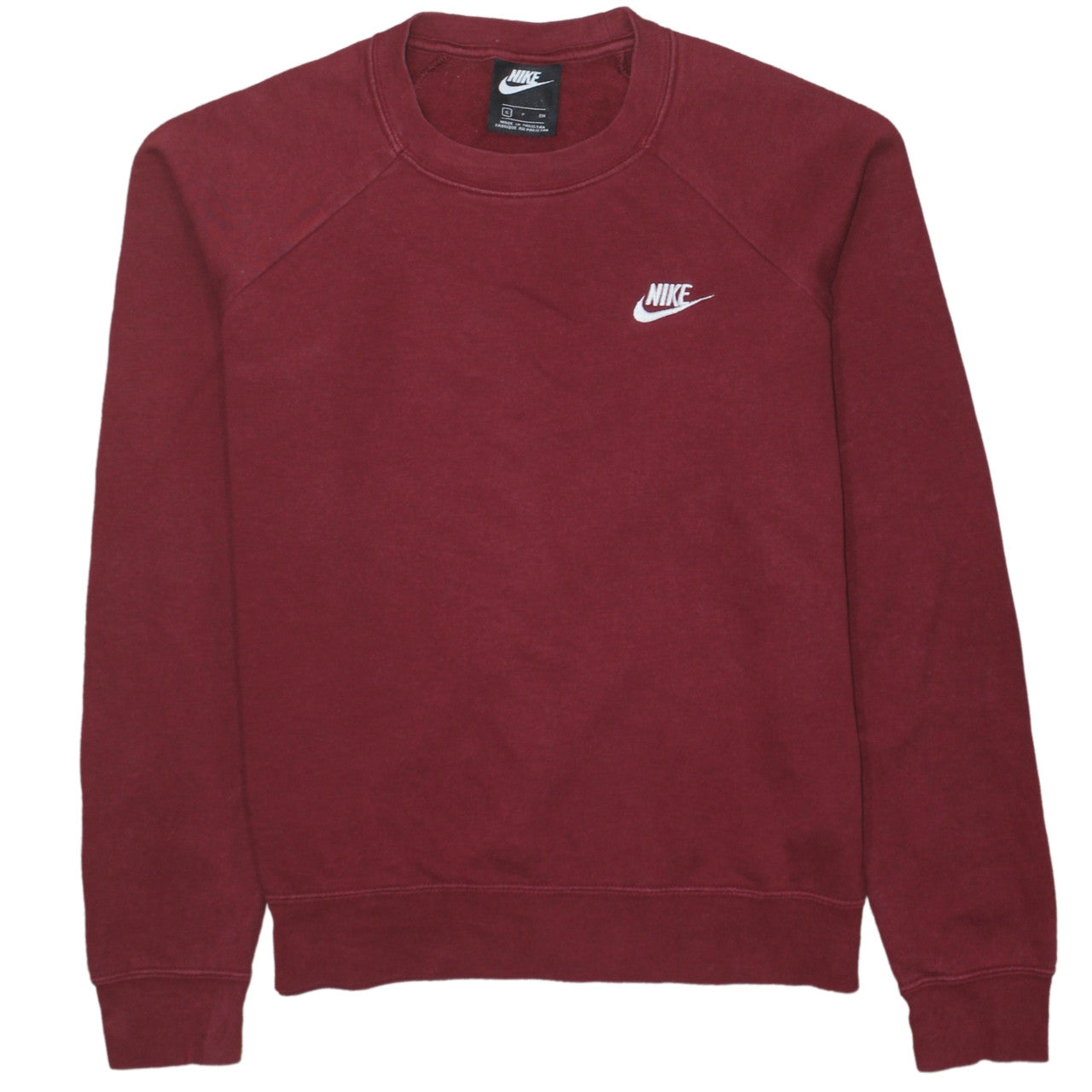 Nike Womens Burgundy Crew Neck Sweatshirt Size S Classic Logo Pullover
