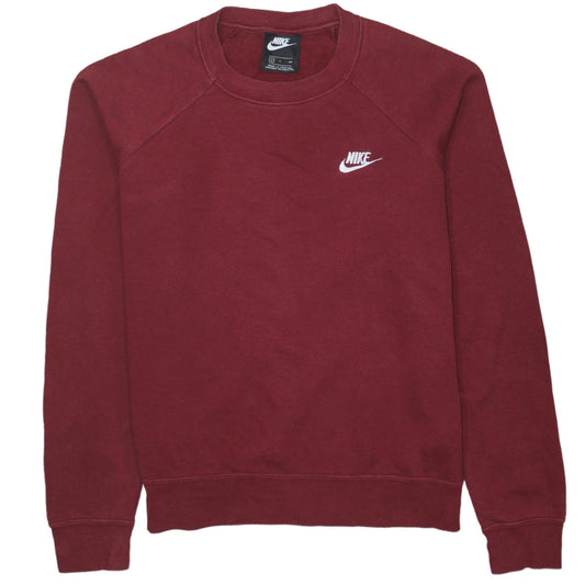 Nike Womens Burgundy Crew Neck Sweatshirt Size S Classic Logo Pullover