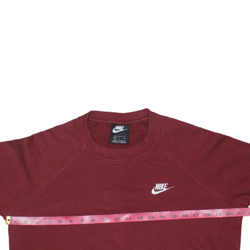 Nike Womens Burgundy Crew Neck Sweatshirt Size S Classic Logo Pullover
