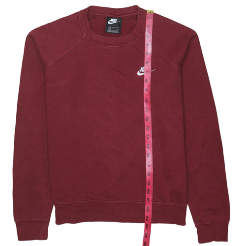 Nike Womens Burgundy Crew Neck Sweatshirt Size S Classic Logo Pullover