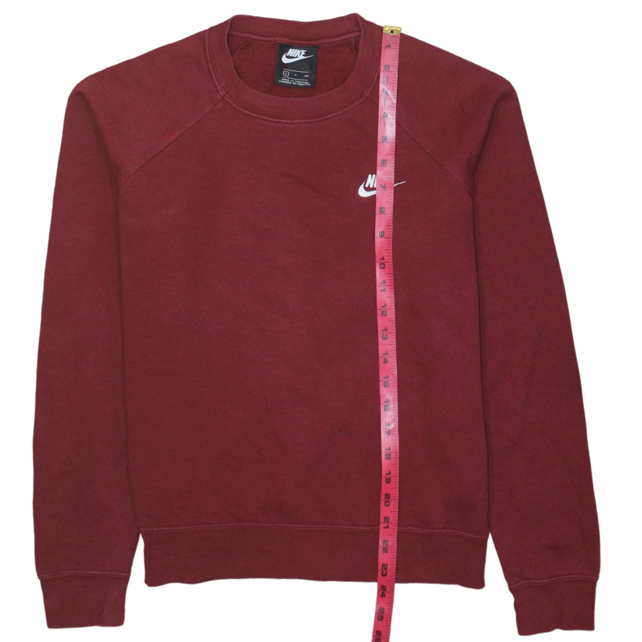 Nike Womens Burgundy Crew Neck Sweatshirt Size S Classic Logo Pullover
