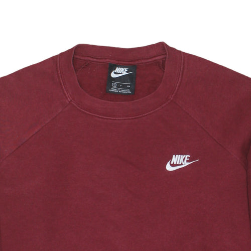Nike Womens Burgundy Crew Neck Sweatshirt Size S Classic Logo Pullover