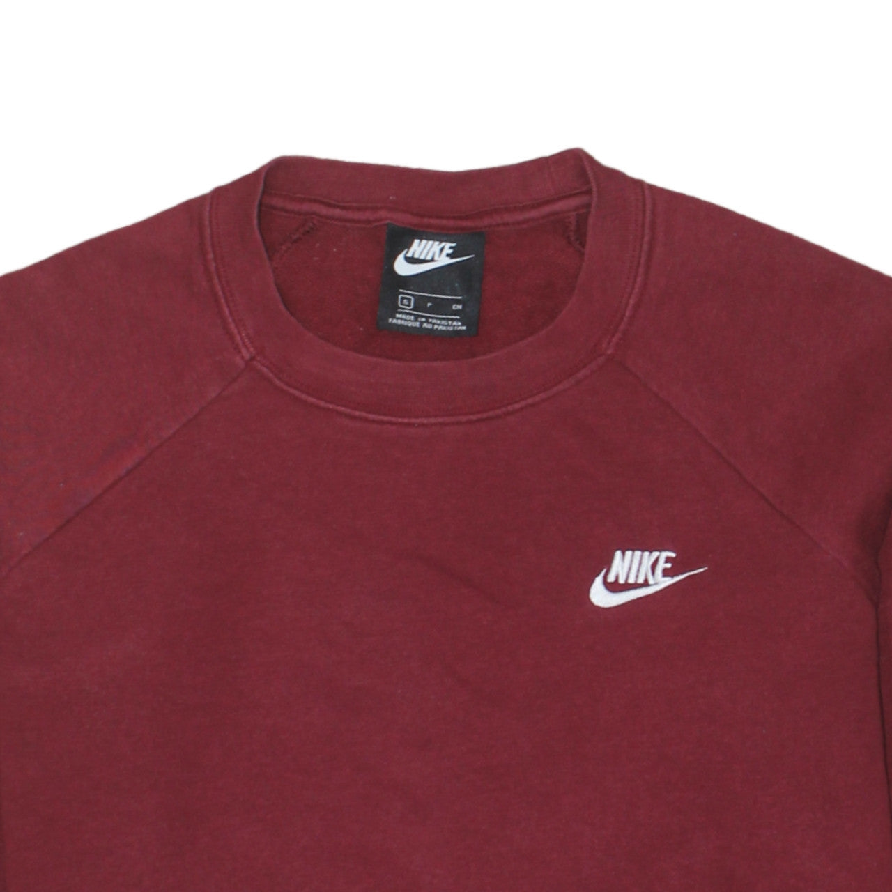 Nike Womens Burgundy Crew Neck Sweatshirt Size S Classic Logo Pullover