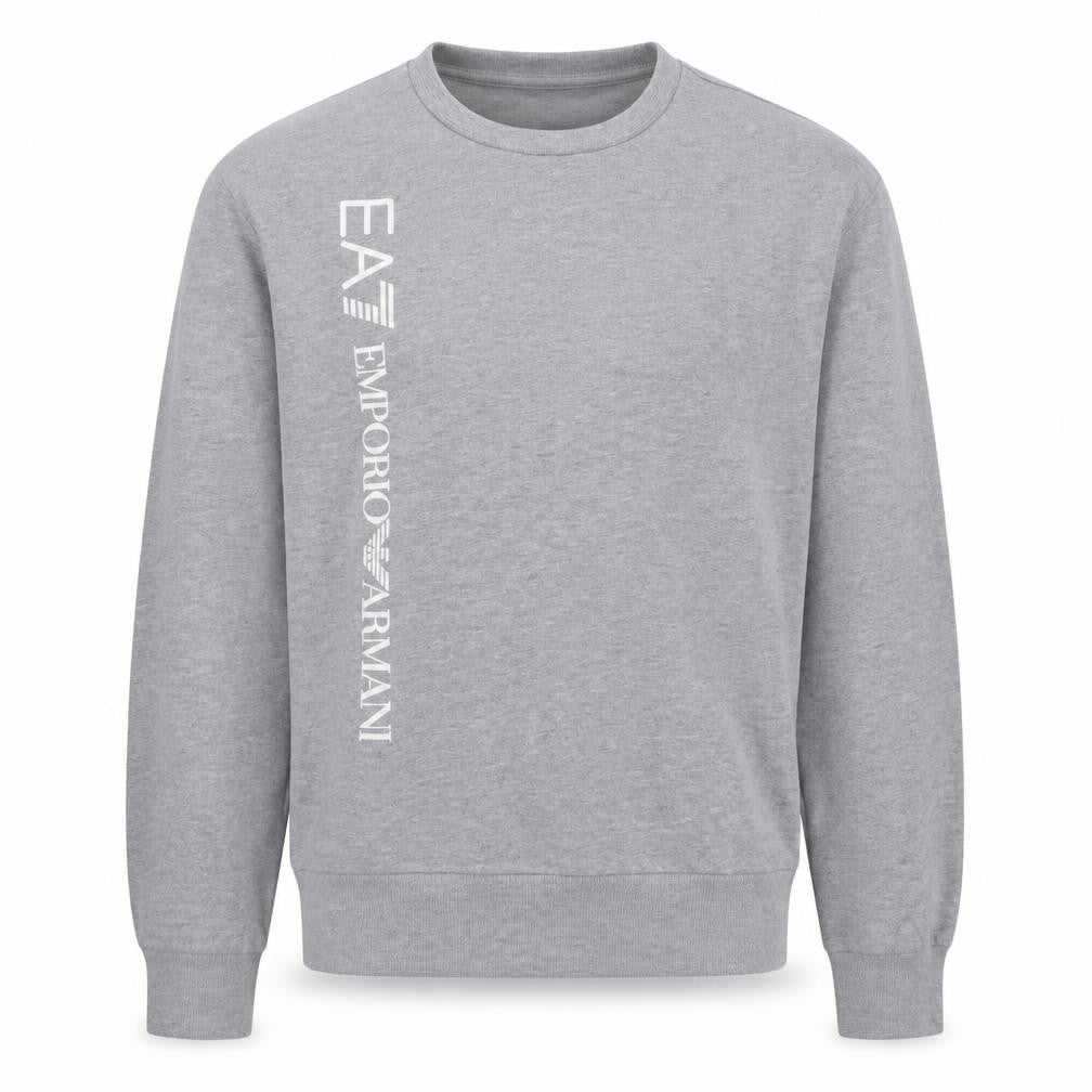 Front view of Emporio Armani Men’s Grey Logo Pullover Sweatshirt, size M