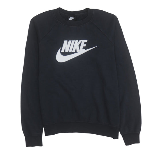Nike Womens Black Medium Pullover Sweatshirt Cotton Blend Logo Print