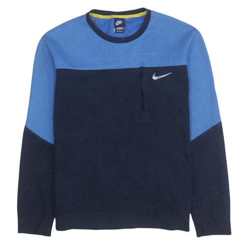 Nike Men's Blue XL Pullover Sweatshirt Crew Neck Zip Pocket