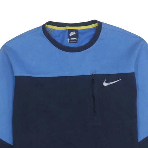 Nike Men's Blue XL Pullover Sweatshirt Crew Neck Zip Pocket