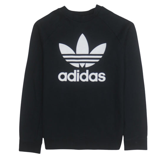 Adidas Womens Black Size 12 Crew Neck Logo Pullover Sweatshirt